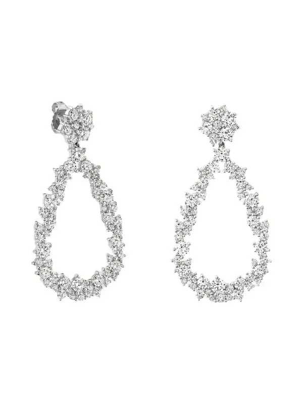 14K White Gold Diamond Teardrop Cocktail Earrings 14K White Gold Diamond Teardrop Cocktail Earrings