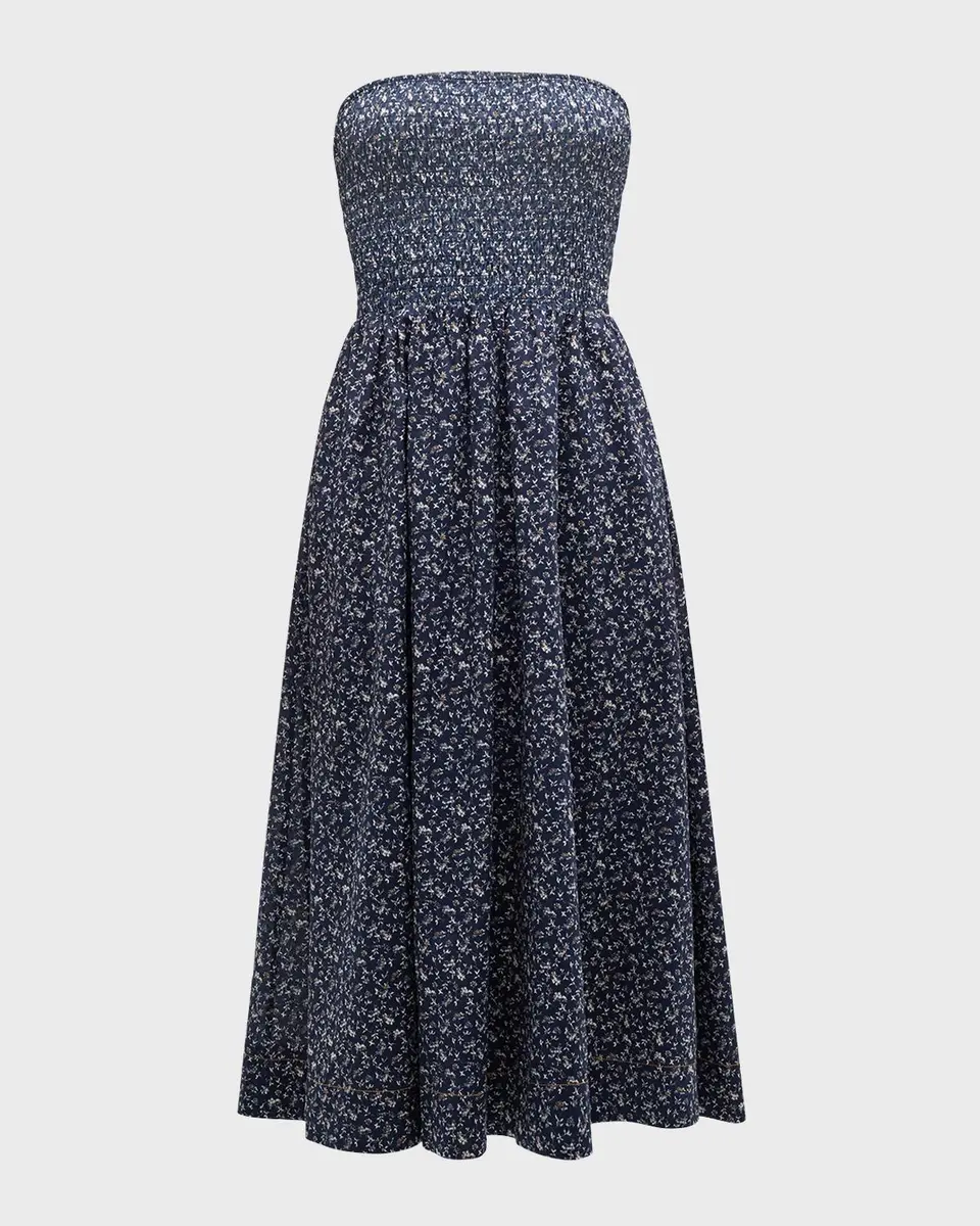 Veronica Beard Cornelia Strapless Floral Midi Dress | Thumbnail 2 Veronica Beard Cornelia Strapless Floral Midi Dress | Thumbnail 2