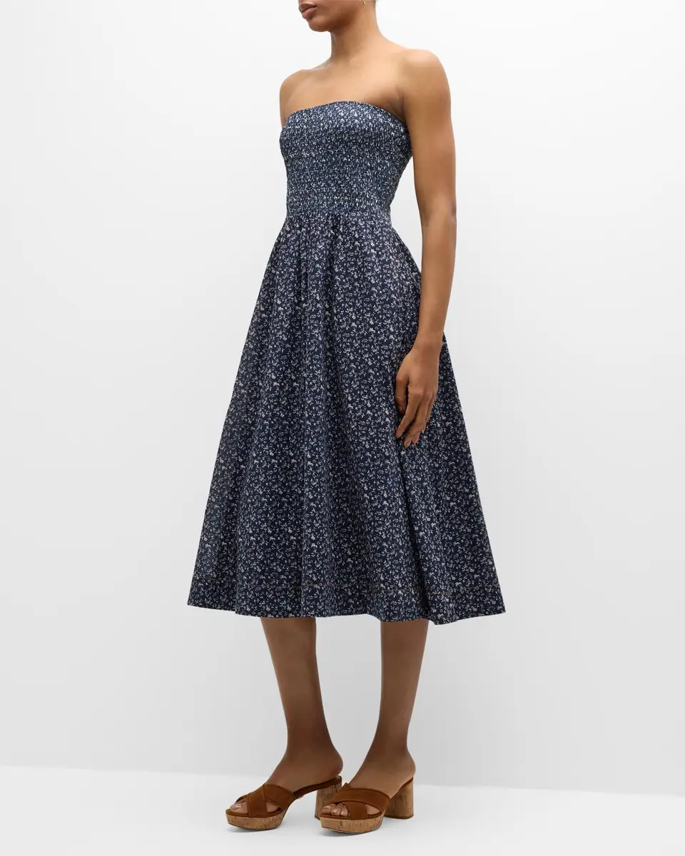 Veronica Beard Cornelia Strapless Floral Midi Dress | Thumbnail 3 Veronica Beard Cornelia Strapless Floral Midi Dress | Thumbnail 3