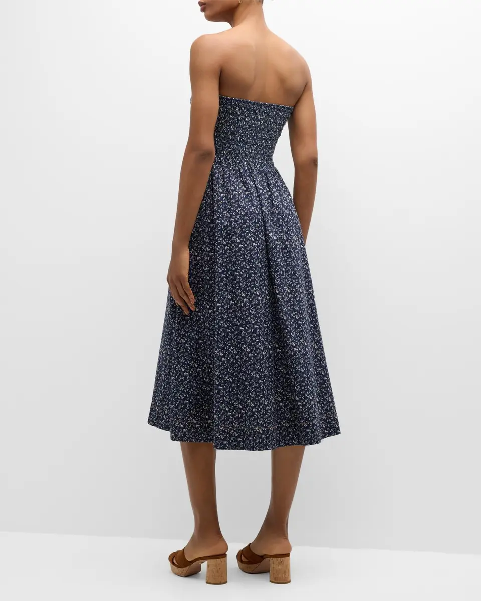 Veronica Beard Cornelia Strapless Floral Midi Dress | Thumbnail 4 Veronica Beard Cornelia Strapless Floral Midi Dress | Thumbnail 4