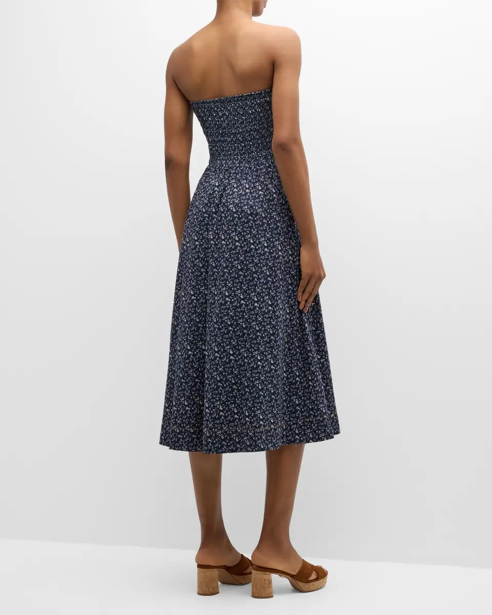 Veronica Beard Cornelia Strapless Floral Midi Dress | Thumbnail 6 Veronica Beard Cornelia Strapless Floral Midi Dress | Thumbnail 6