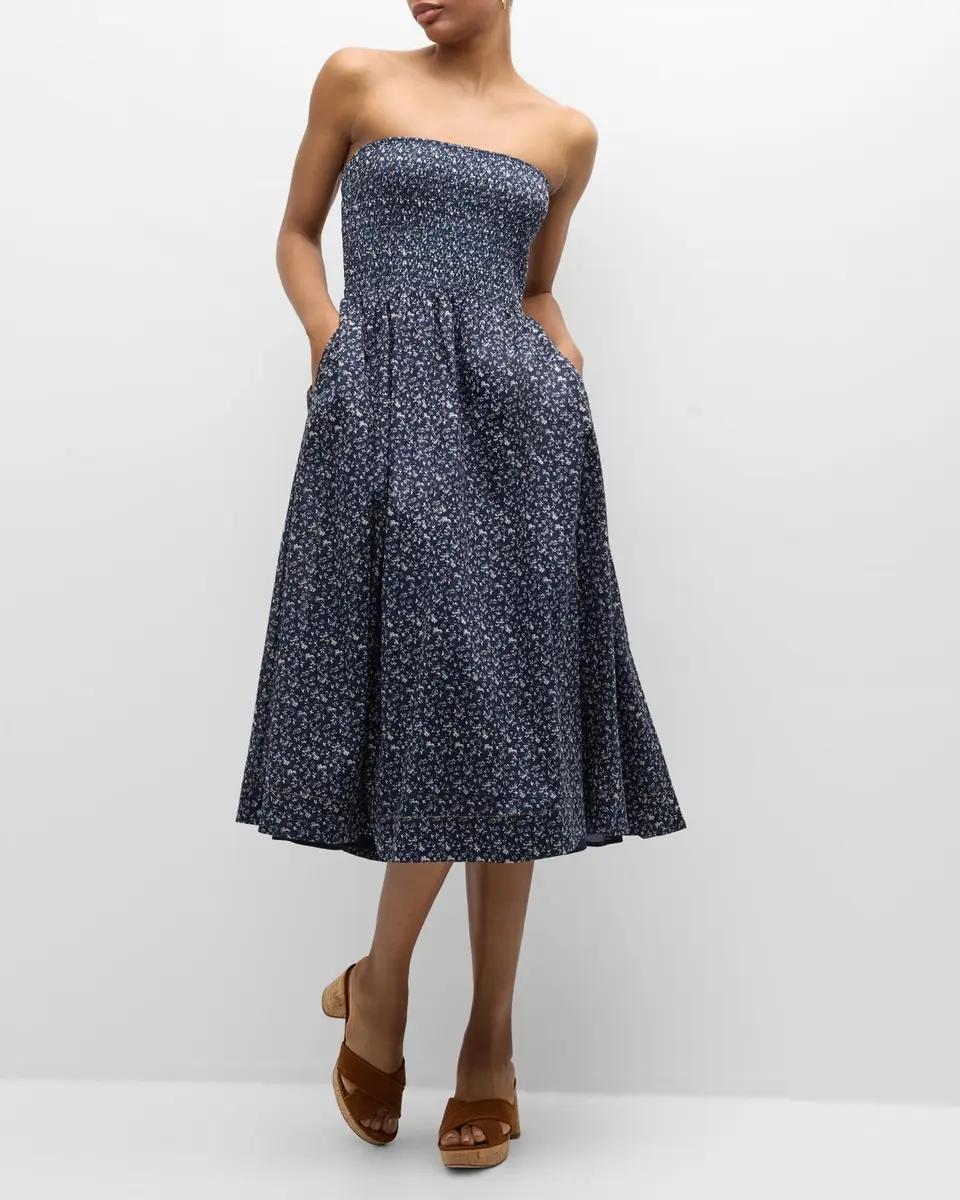 Veronica Beard Cornelia Strapless Floral Midi Dress | Thumbnail 7 Veronica Beard Cornelia Strapless Floral Midi Dress | Thumbnail 7