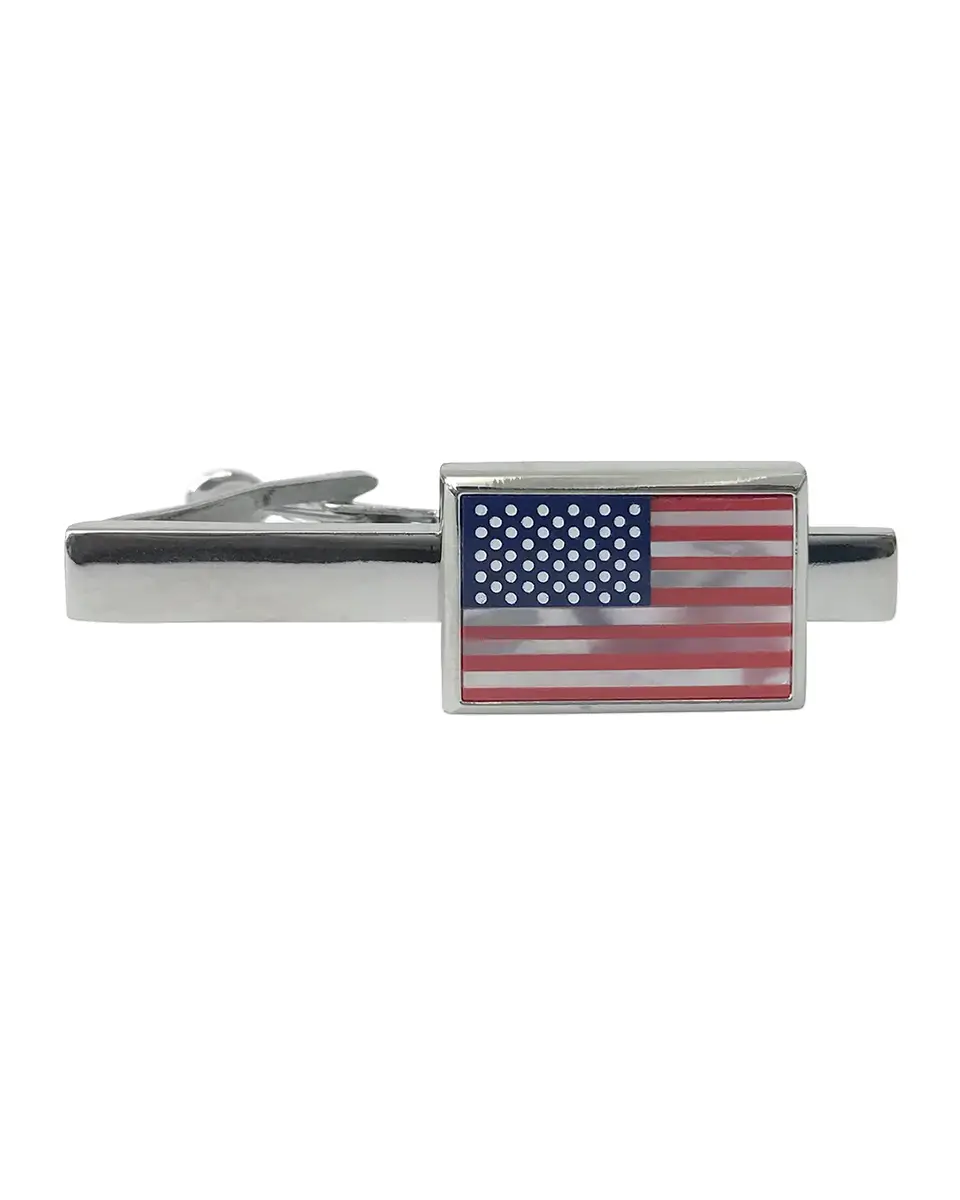 Link Up Men's Mother-Of-Pearl American Flag Tie Bar | Thumbnail 2 Link Up Men's Mother-Of-Pearl American Flag Tie Bar | Thumbnail 2