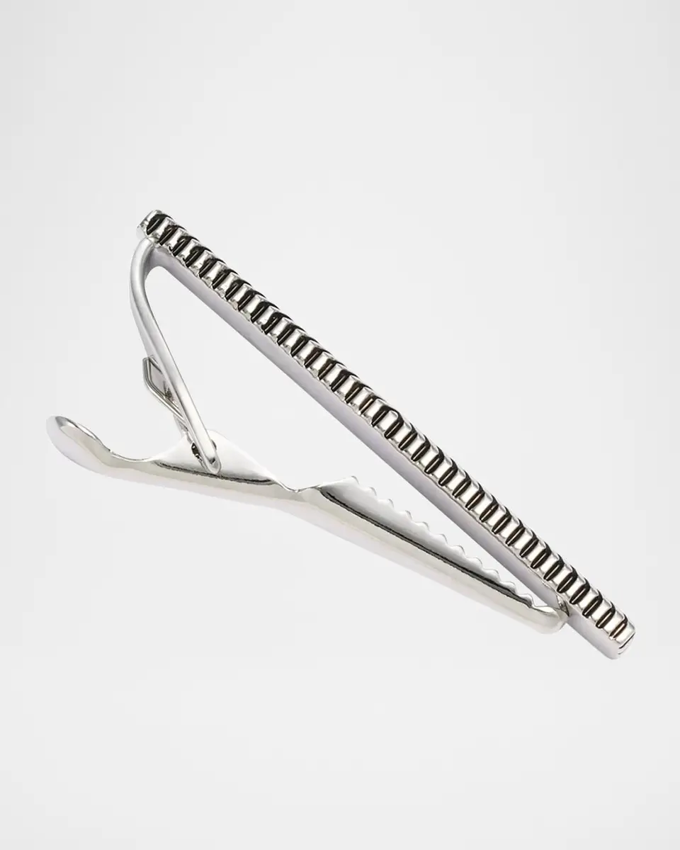 Link Up Men's Black Obsidian Wavy Frame Tie Bar | Thumbnail 2