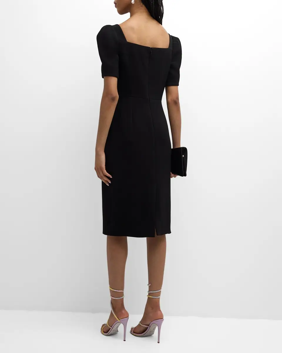 Rickie Freeman for Teri Jon Puff-Sleeve Floral Applique Dress | Thumbnail 4