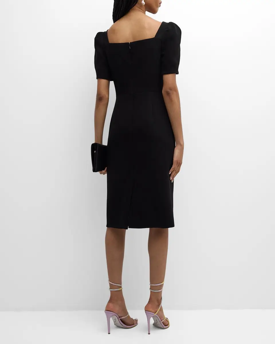 Rickie Freeman for Teri Jon Puff-Sleeve Floral Applique Dress | Thumbnail 6