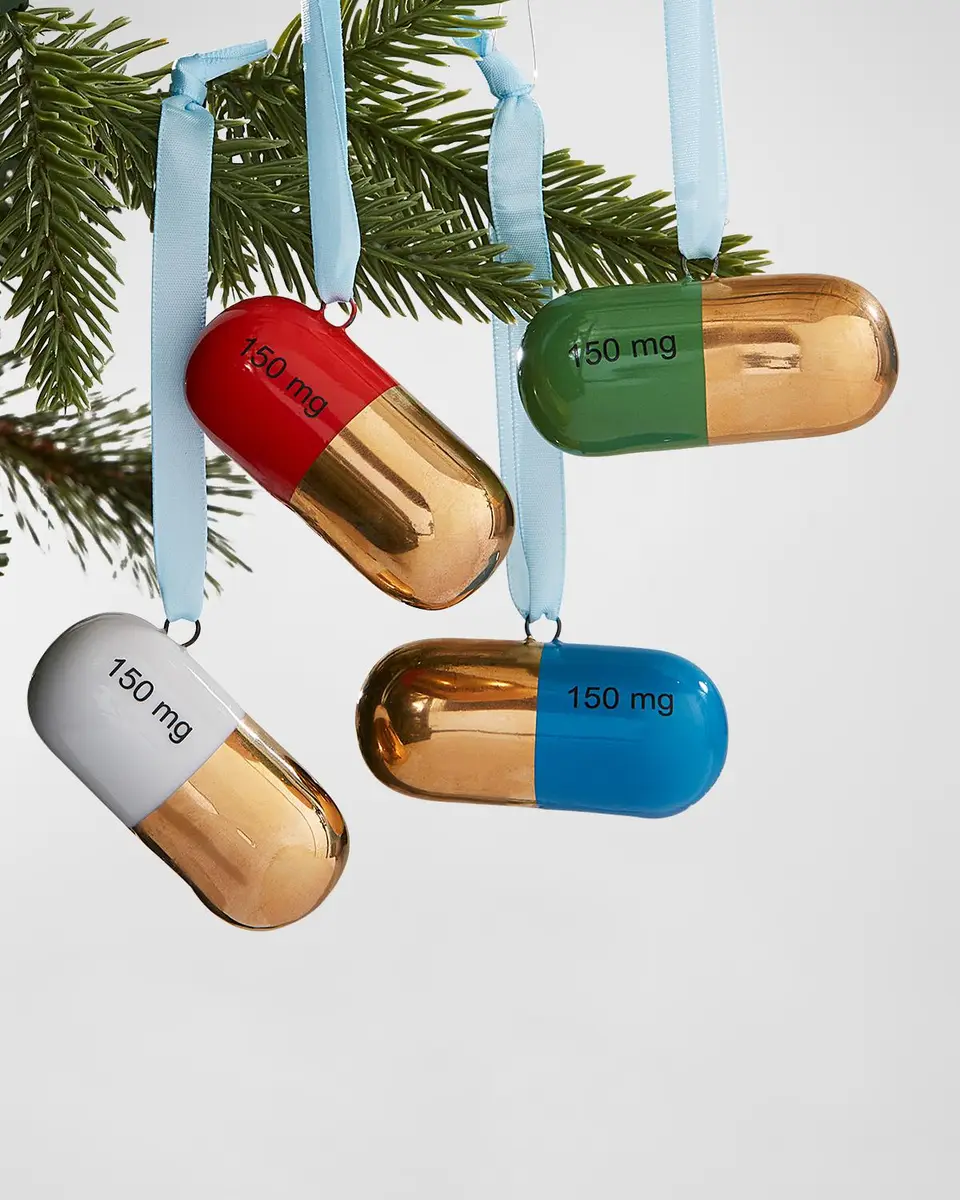 Jonathan Adler Full Dose Christmas Ornaments, Set of 4