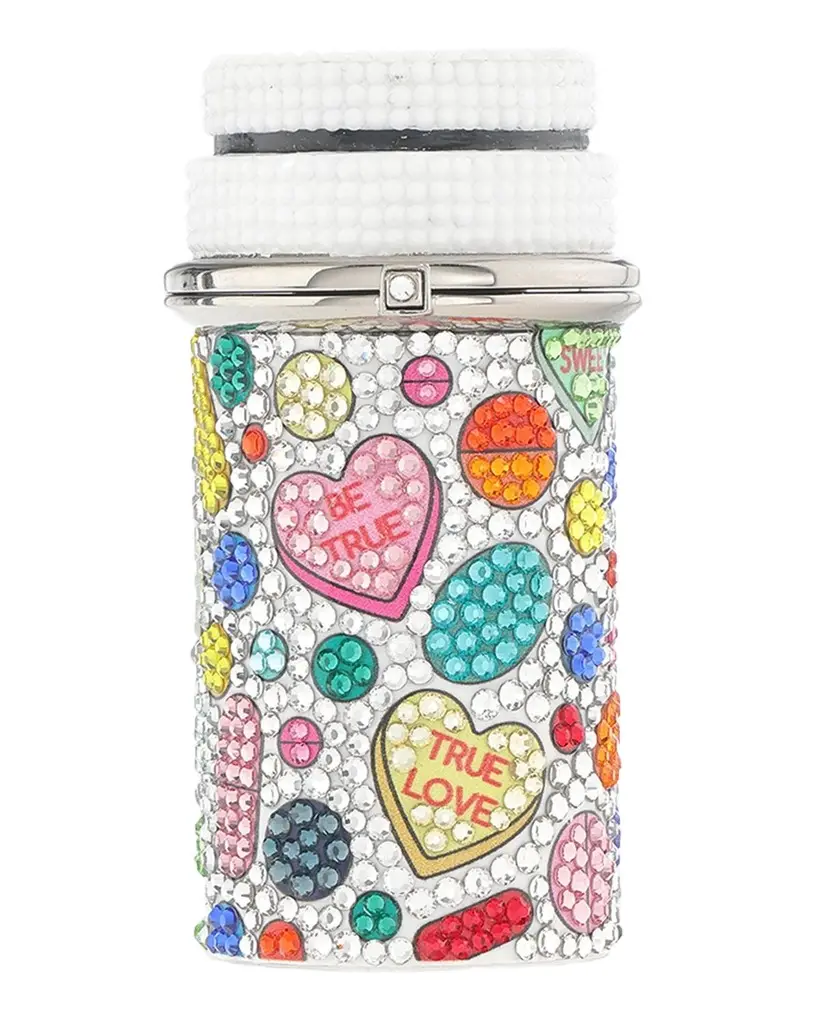 Judith Leiber Couture Prescription Bottle 'Happy Pills ' Crystal Pillbox | Image 1 Judith Leiber Couture Prescription Bottle 'Happy Pills ' Crystal Pillbox | Image 1