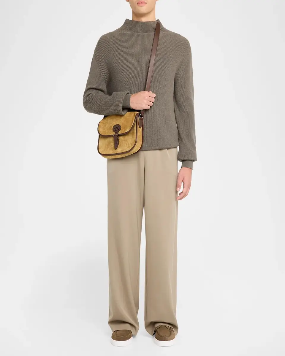 Valentino Garavani Men's Suede Leather-Trim Crossbody Bag | Thumbnail 5 Valentino Garavani Men's Suede Leather-Trim Crossbody Bag | Thumbnail 5