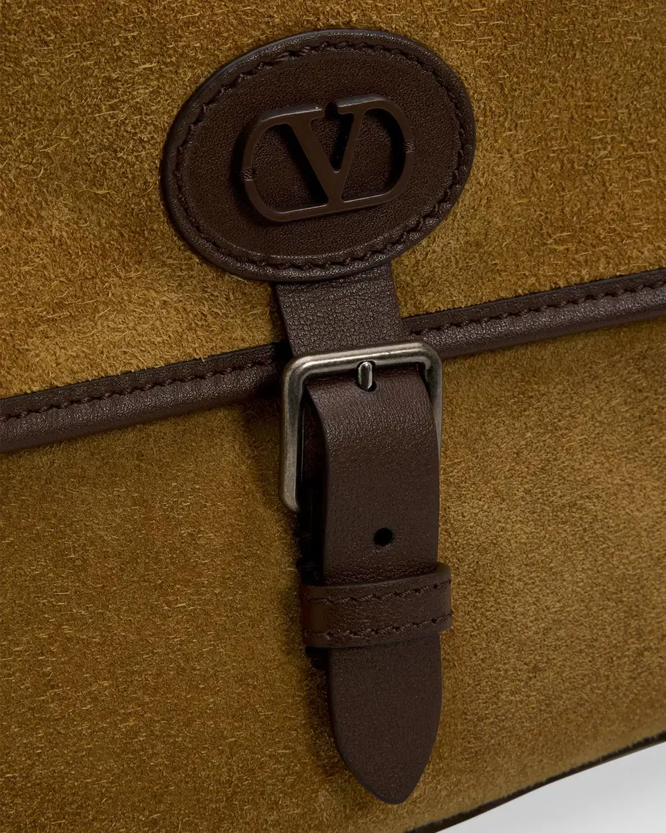 Valentino Garavani Men's Suede Leather-Trim Crossbody Bag | Thumbnail 6 Valentino Garavani Men's Suede Leather-Trim Crossbody Bag | Thumbnail 6