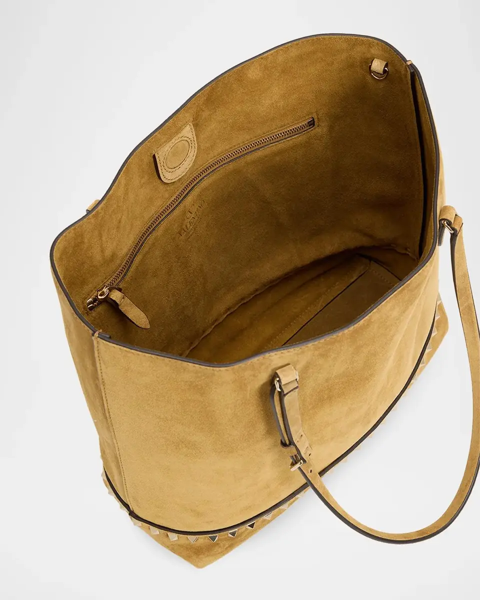 Valentino Garavani Medium Rockstud Suede Tote Bag | Thumbnail 3 Valentino Garavani Medium Rockstud Suede Tote Bag | Thumbnail 3