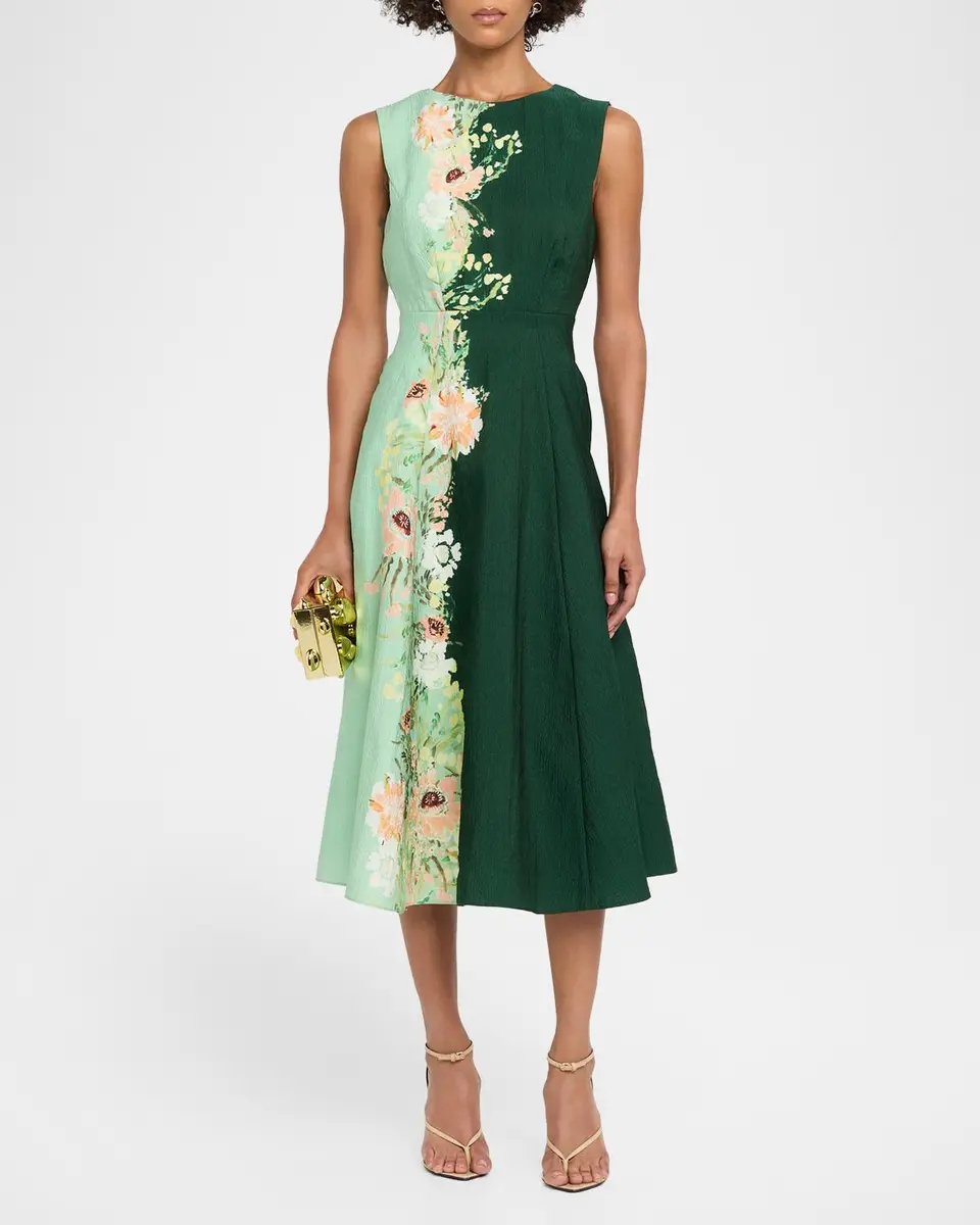 Saloni Flora Sleeveless A-Line Midi Dress | Thumbnail 2 Saloni Flora Sleeveless A-Line Midi Dress | Thumbnail 2