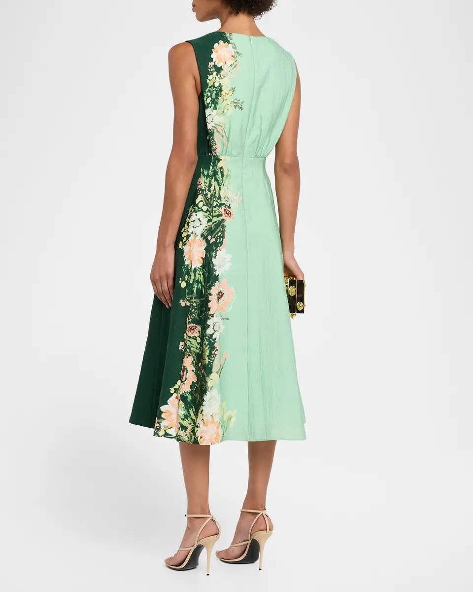 Saloni Flora Sleeveless A-Line Midi Dress | Thumbnail 3 Saloni Flora Sleeveless A-Line Midi Dress | Thumbnail 3