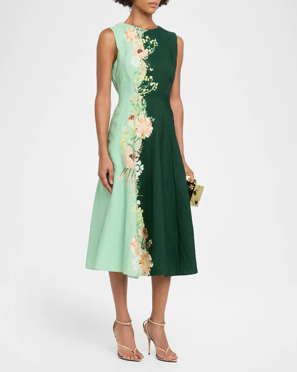 Saloni Flora Sleeveless A-Line Midi Dress | Thumbnail 4 Saloni Flora Sleeveless A-Line Midi Dress | Thumbnail 4