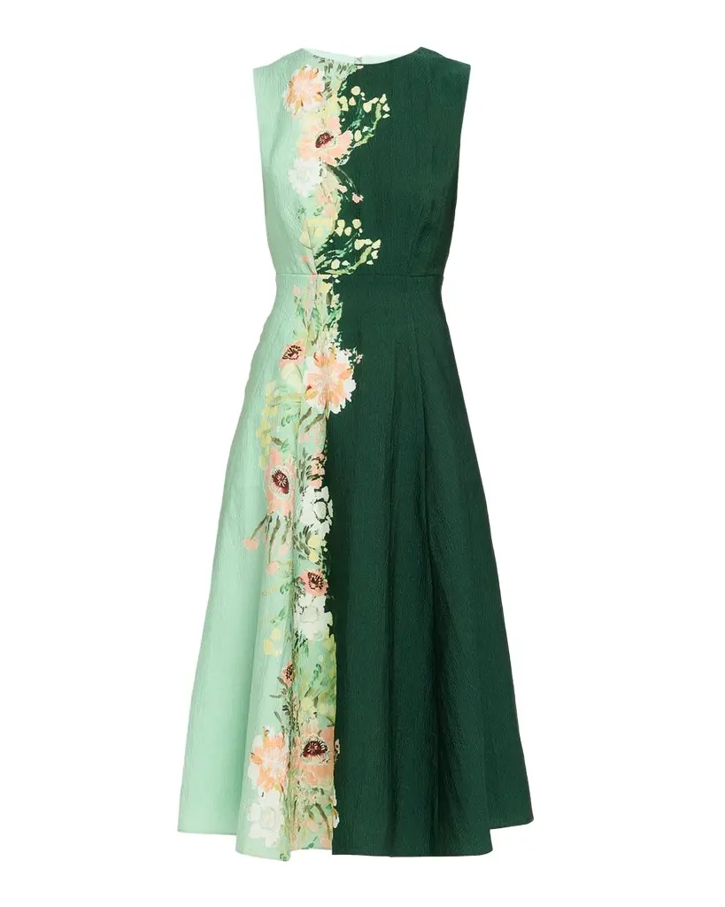 Saloni Flora Sleeveless A-Line Midi Dress