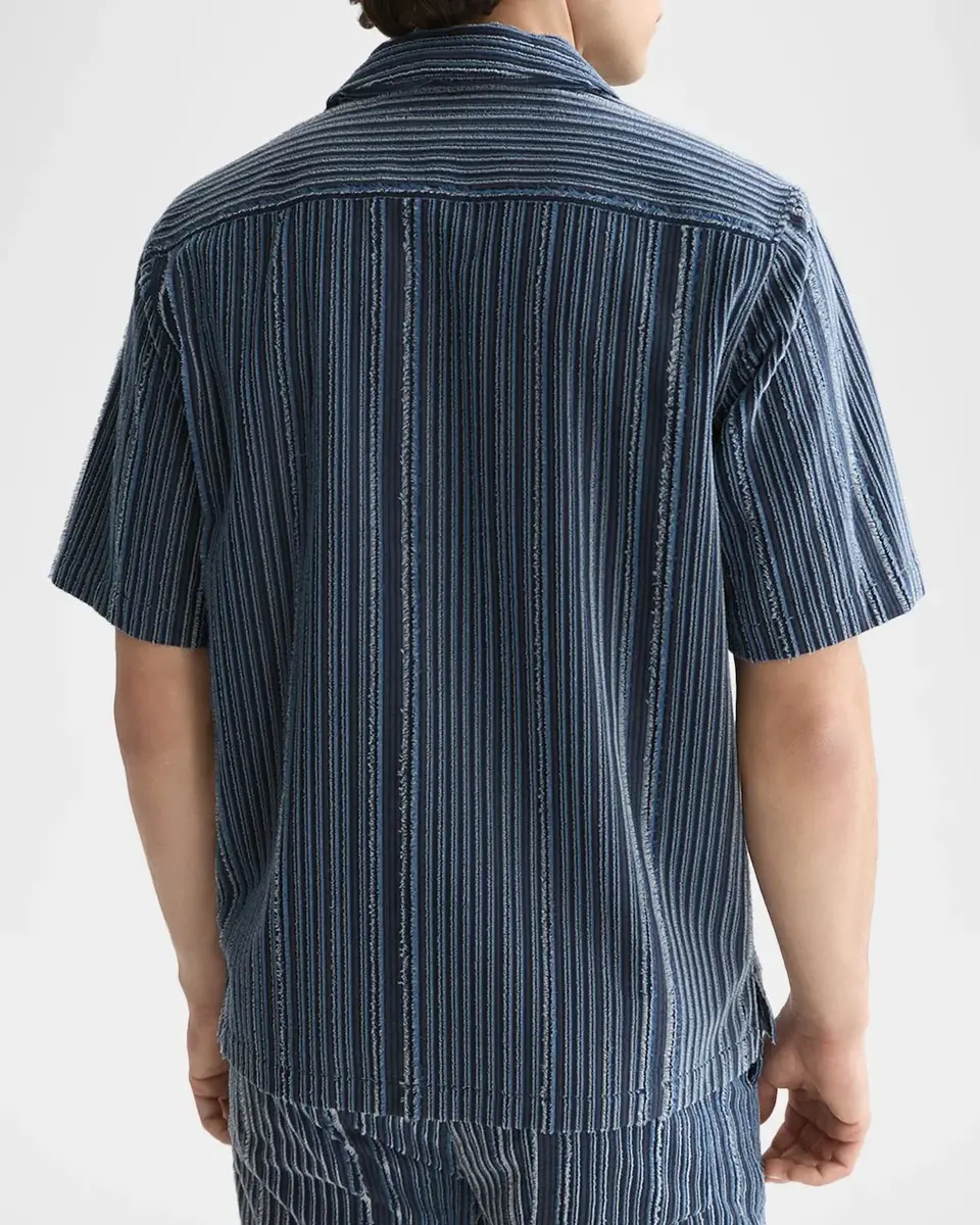 Scotch & Soda Men's Textured Stripe Relaxed-Fit Short Sleeve Shirt | Thumbnail 3 Scotch & Soda Men's Textured Stripe Relaxed-Fit Short Sleeve Shirt | Thumbnail 3