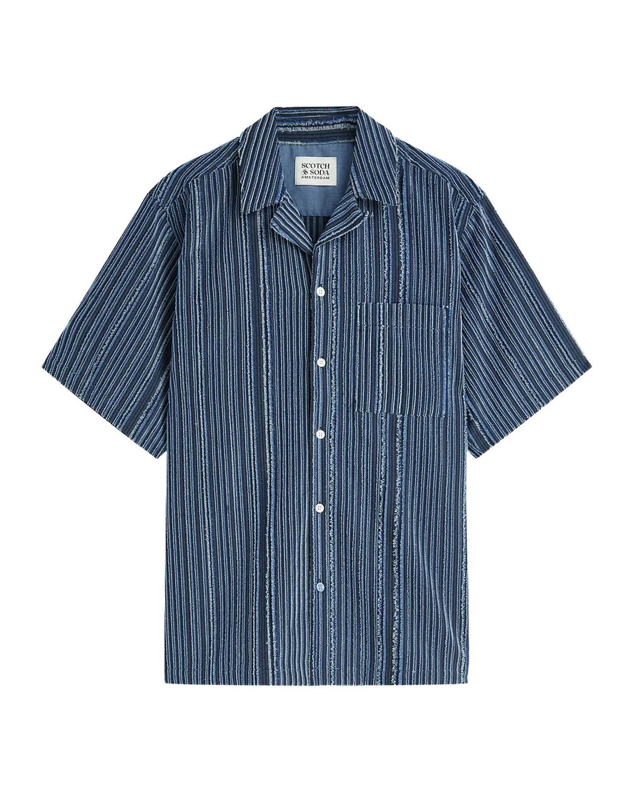 Scotch & Soda Men's Textured Stripe Relaxed-Fit Short Sleeve Shirt