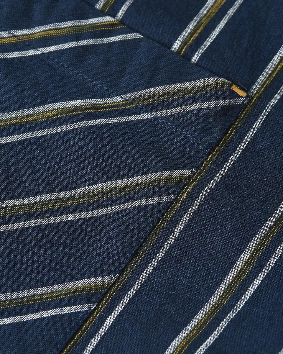 Scotch & Soda Men's Stripe Cotton and Linen Relaxed-Fit Short-Sleeve Shirt | Thumbnail 6
