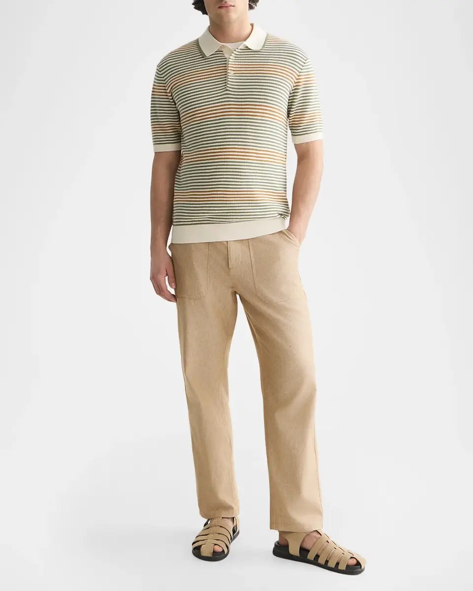 Scotch & Soda Men's Stripe Cotton Knit Polo Shirt | Thumbnail 2 Scotch & Soda Men's Stripe Cotton Knit Polo Shirt | Thumbnail 2