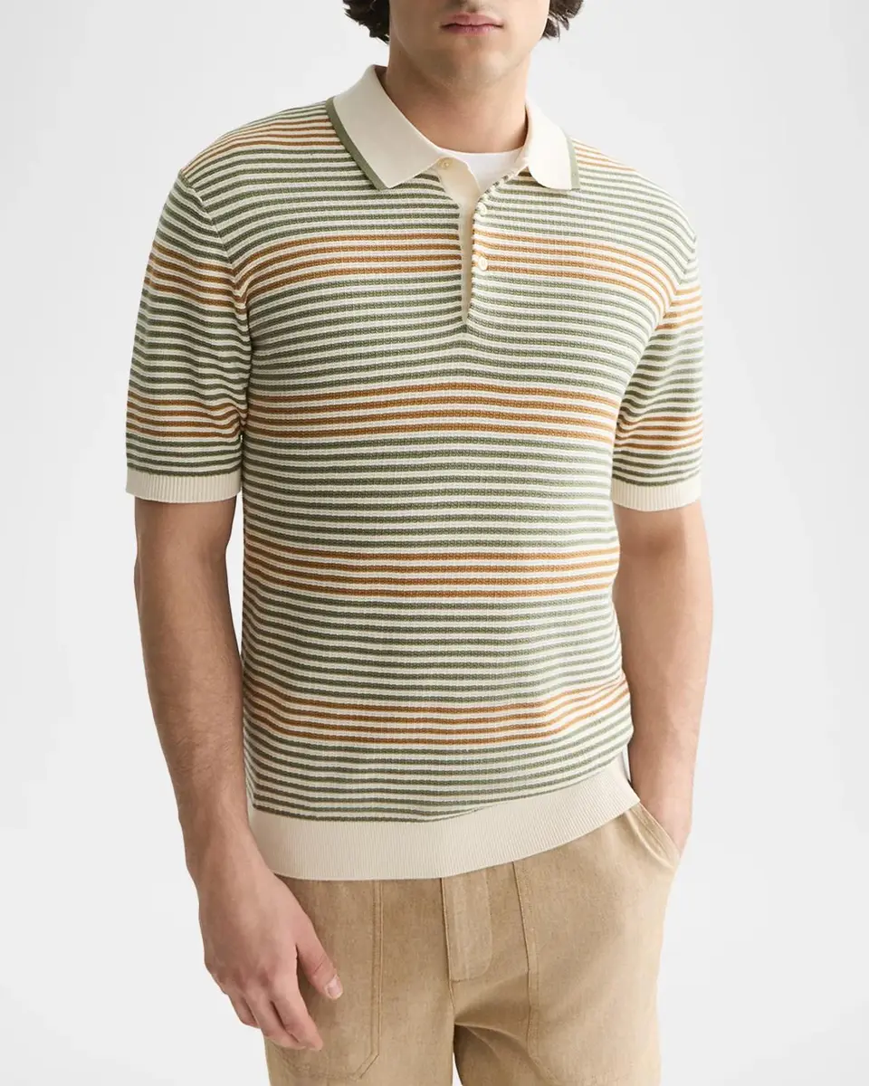 Scotch & Soda Men's Stripe Cotton Knit Polo Shirt | Thumbnail 4 Scotch & Soda Men's Stripe Cotton Knit Polo Shirt | Thumbnail 4