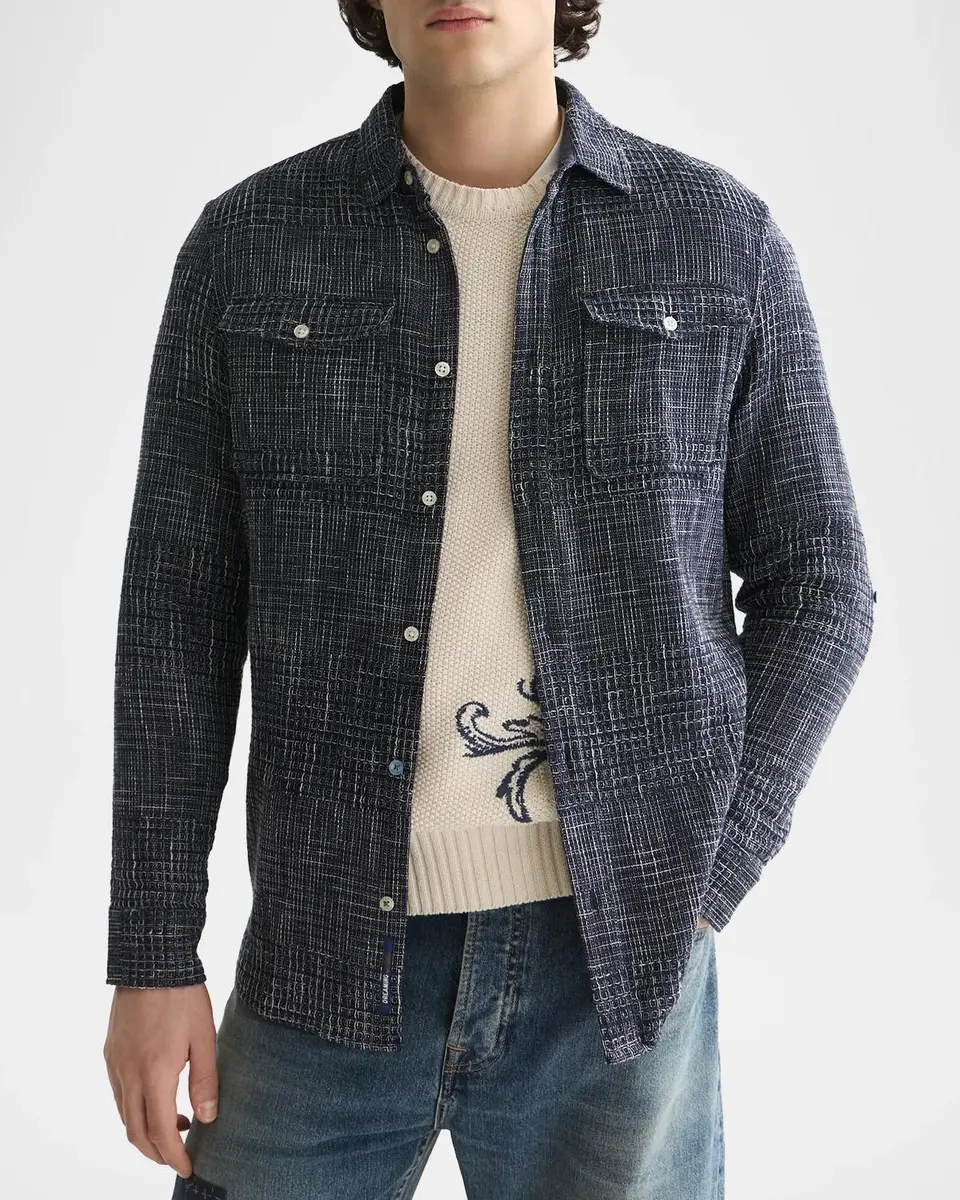 Scotch & Soda Men's Melange Waffle Classic Fit Button-Front Shirt | Thumbnail 4 Scotch & Soda Men's Melange Waffle Classic Fit Button-Front Shirt | Thumbnail 4