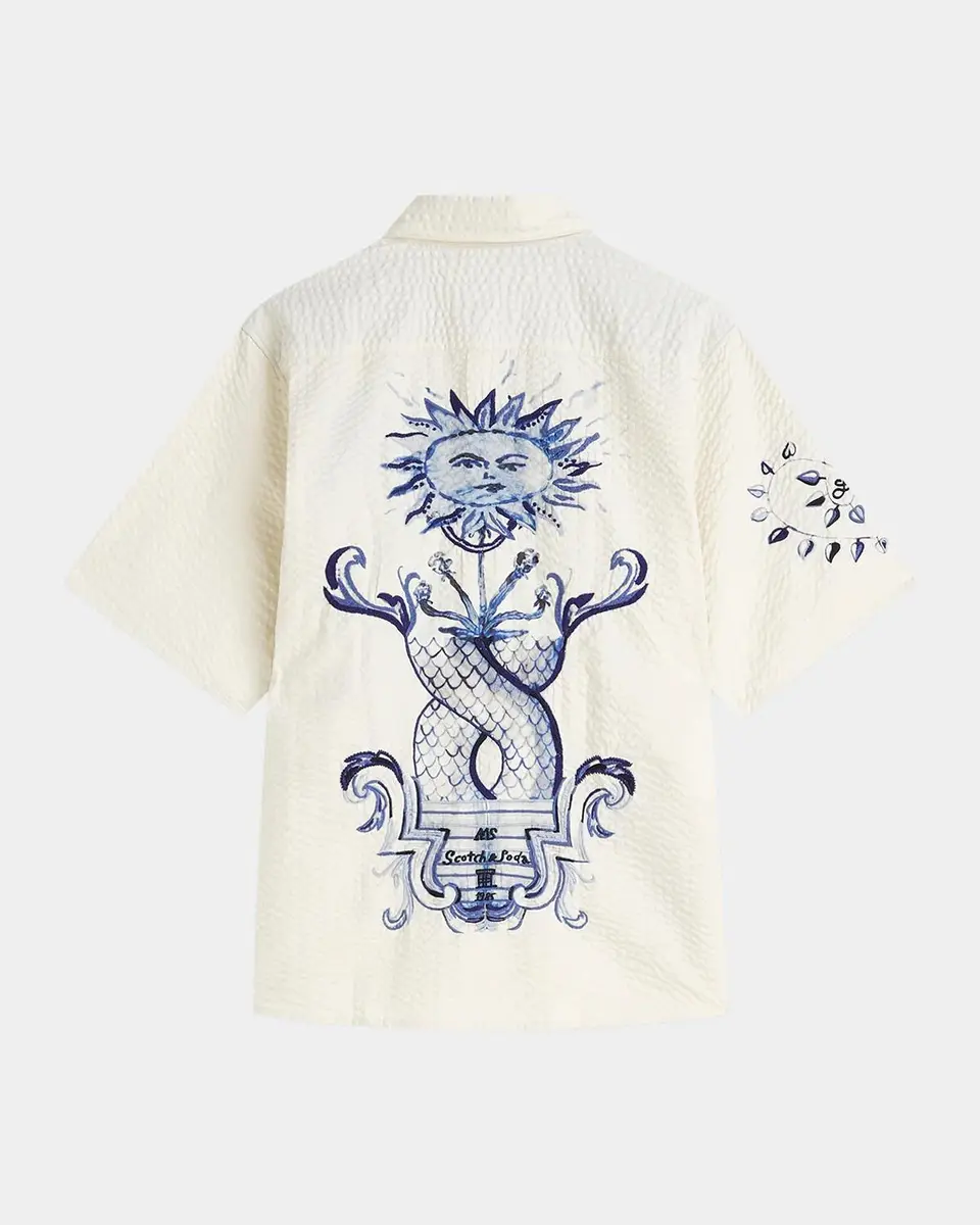 Scotch & Soda x Royal Delft Men's Relaxed Short-Sleeve Shirt | Thumbnail 7