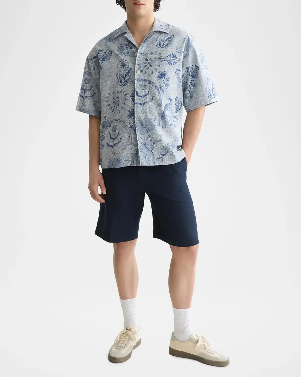 Scotch & Soda x Royal Delft Men's Loose Short-Sleeve Jacquard Shirt | Thumbnail 2 Scotch & Soda x Royal Delft Men's Loose Short-Sleeve Jacquard Shirt | Thumbnail 2