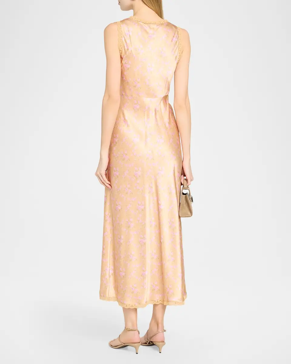 LoveShackFancy Nirelle Floral Satin Midi Dress | Thumbnail 3 LoveShackFancy Nirelle Floral Satin Midi Dress | Thumbnail 3
