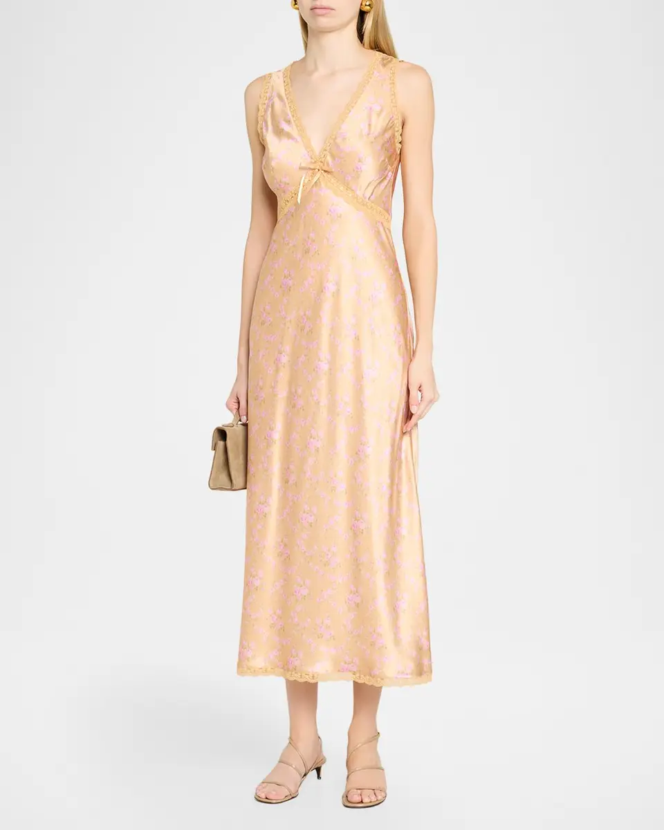 LoveShackFancy Nirelle Floral Satin Midi Dress | Thumbnail 4 LoveShackFancy Nirelle Floral Satin Midi Dress | Thumbnail 4