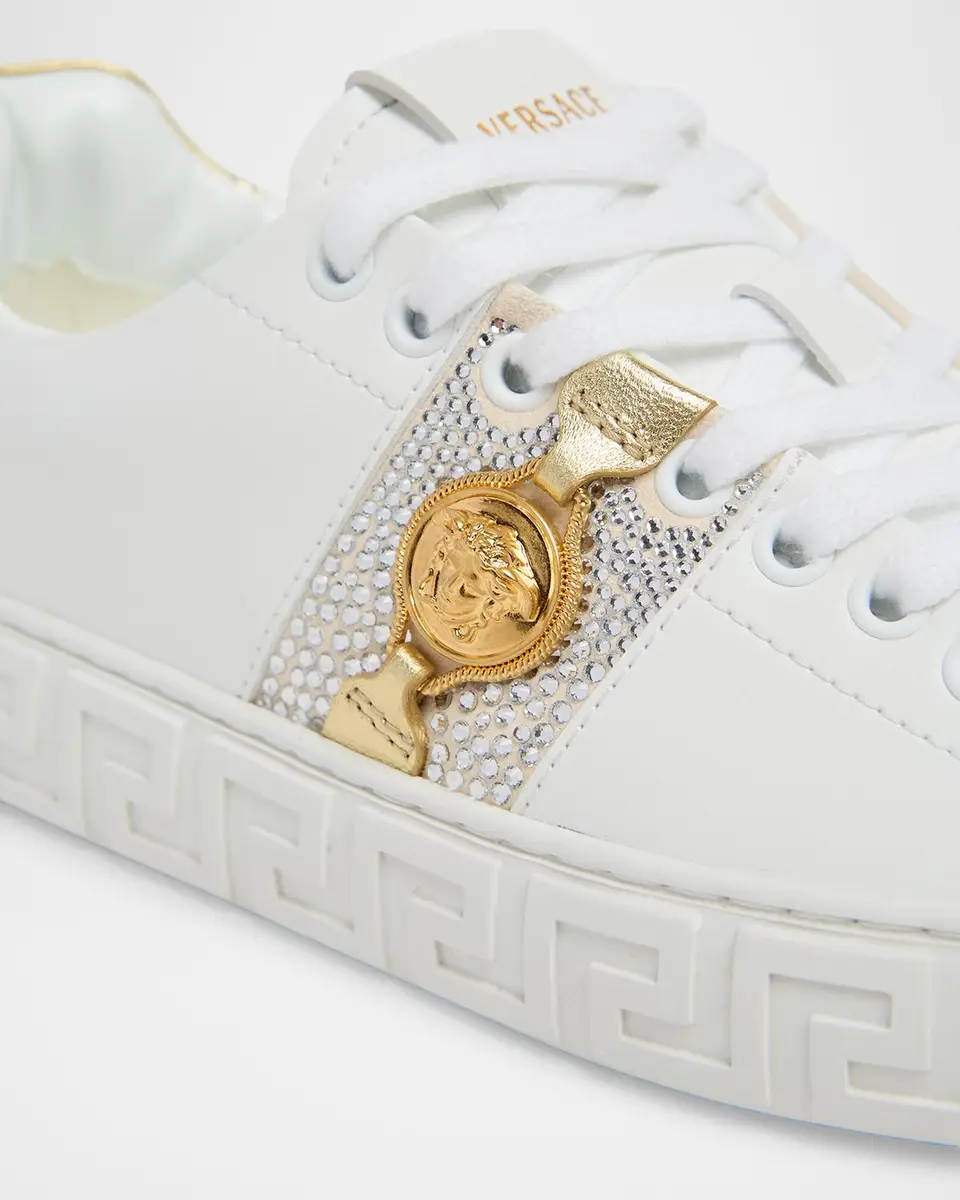 Versace Greca Embellished Leather Low-Top Sneakers | Thumbnail 5 Versace Greca Embellished Leather Low-Top Sneakers | Thumbnail 5