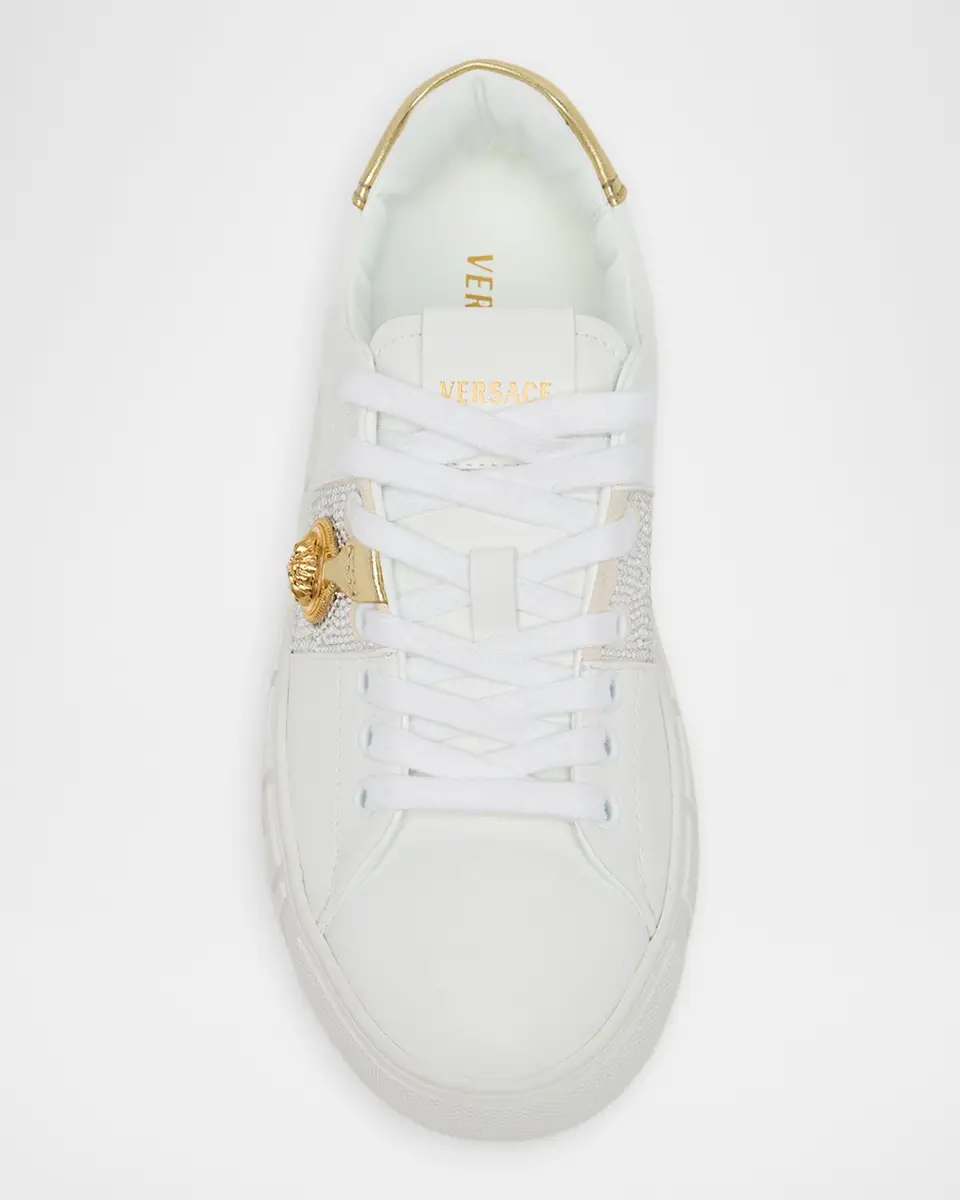 Versace Greca Embellished Leather Low-Top Sneakers | Thumbnail 6 Versace Greca Embellished Leather Low-Top Sneakers | Thumbnail 6