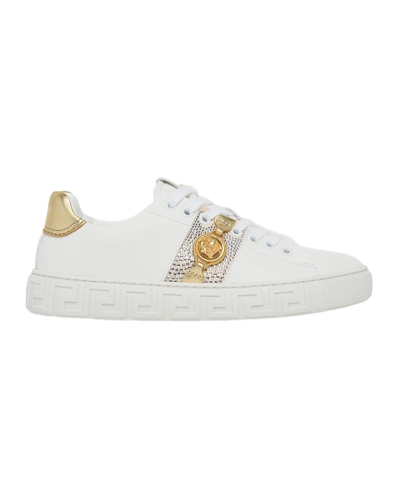 Greca Embellished Leather Low-Top Sneakers Greca Embellished Leather Low-Top Sneakers
