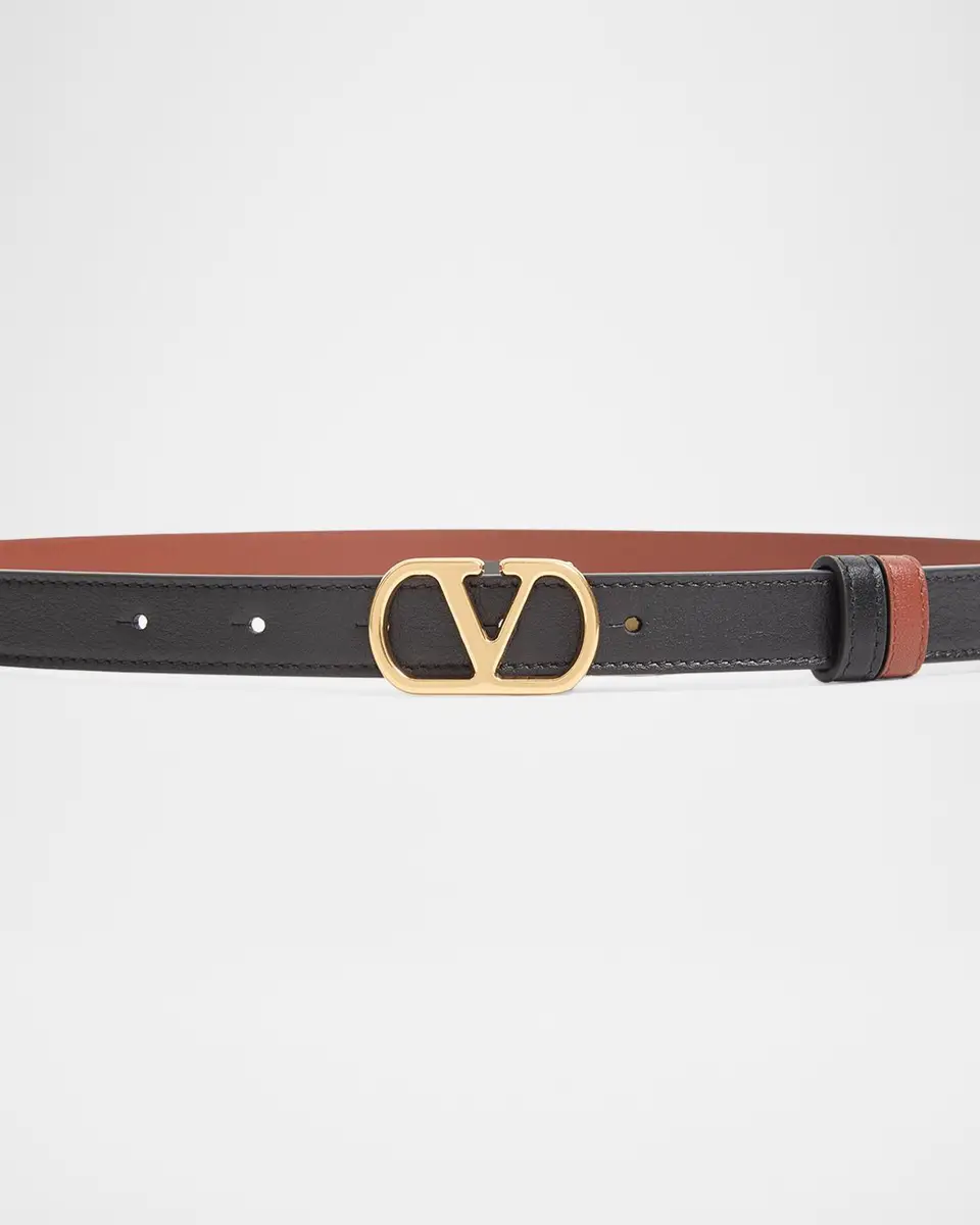Valentino Garavani VLogo Signature Reversible Shiny Calfskin Belt 20MM | Thumbnail 2 Valentino Garavani VLogo Signature Reversible Shiny Calfskin Belt 20MM | Thumbnail 2