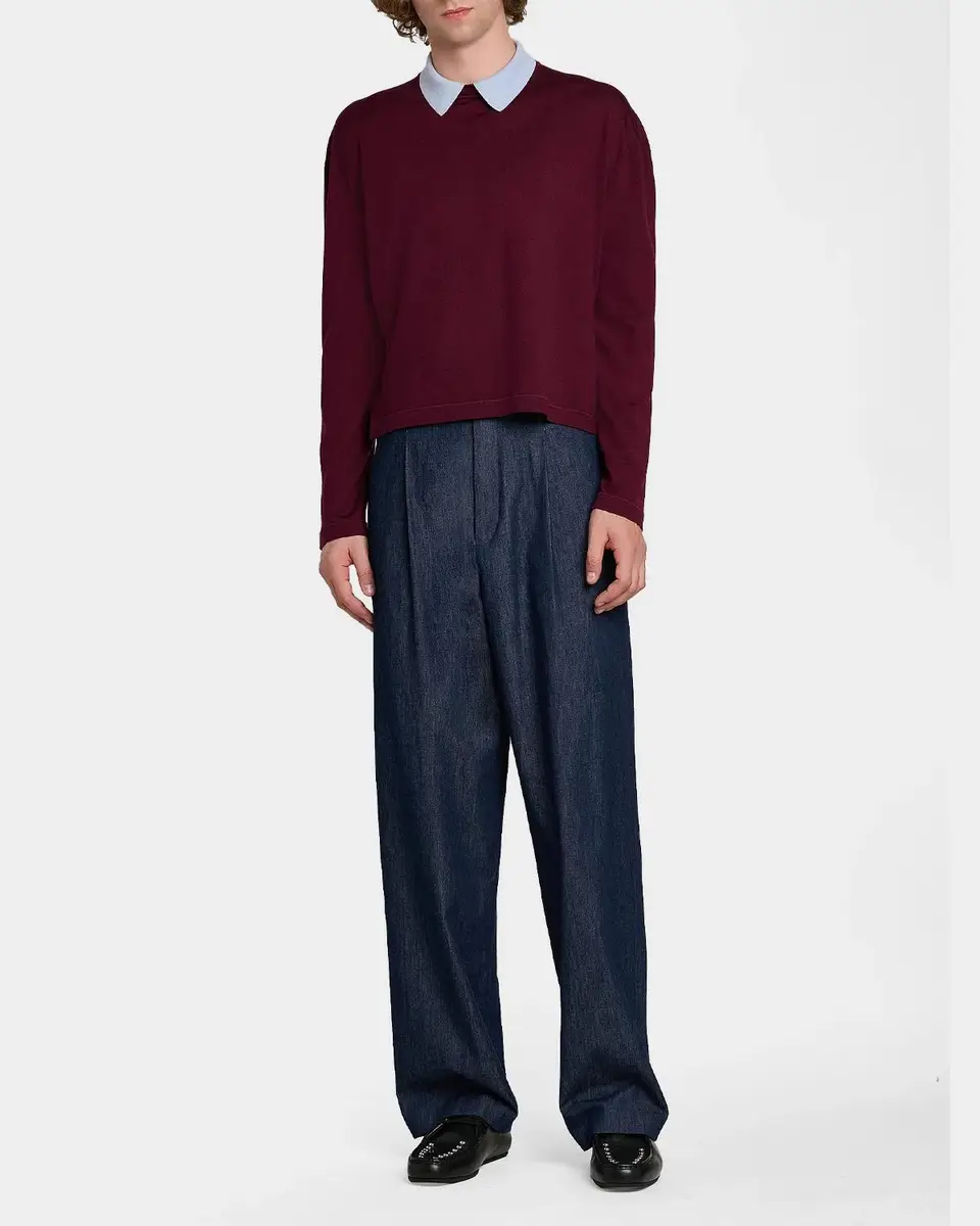 Jil Sander Men's Contrast Collar Wool Sweater | Thumbnail 2 Jil Sander Men's Contrast Collar Wool Sweater | Thumbnail 2
