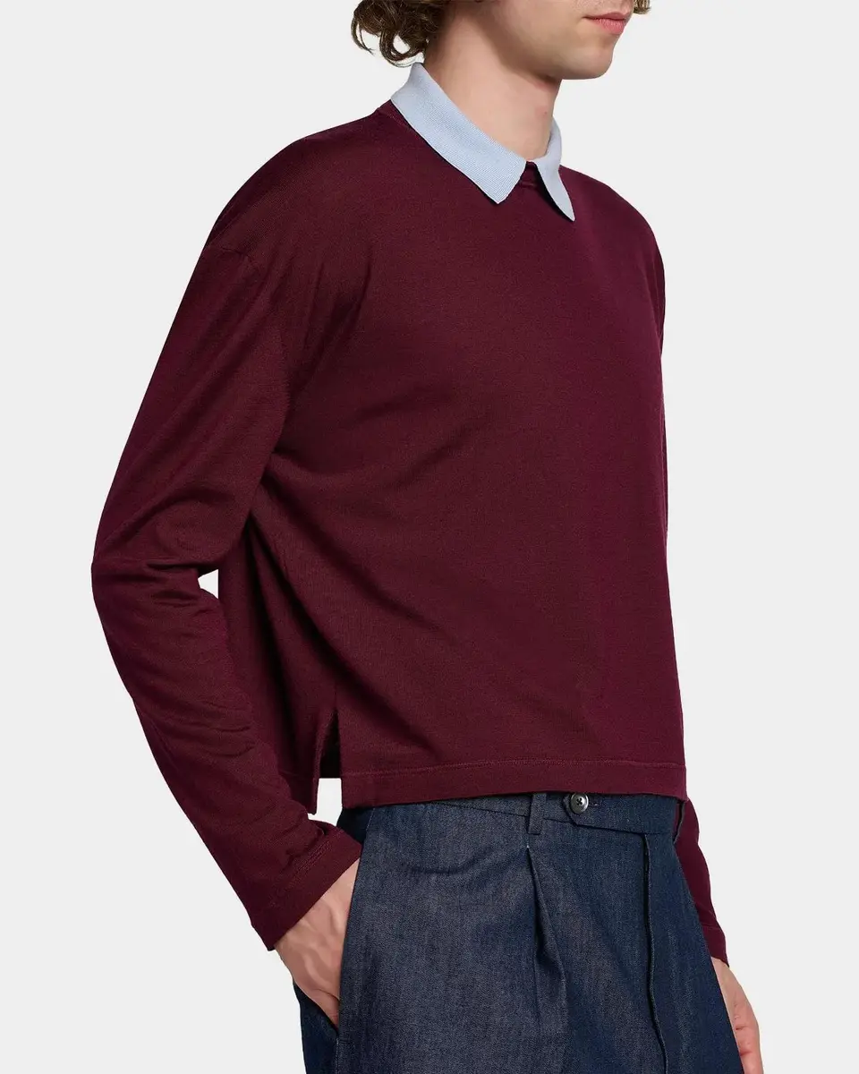 Jil Sander Men's Contrast Collar Wool Sweater | Thumbnail 4 Jil Sander Men's Contrast Collar Wool Sweater | Thumbnail 4