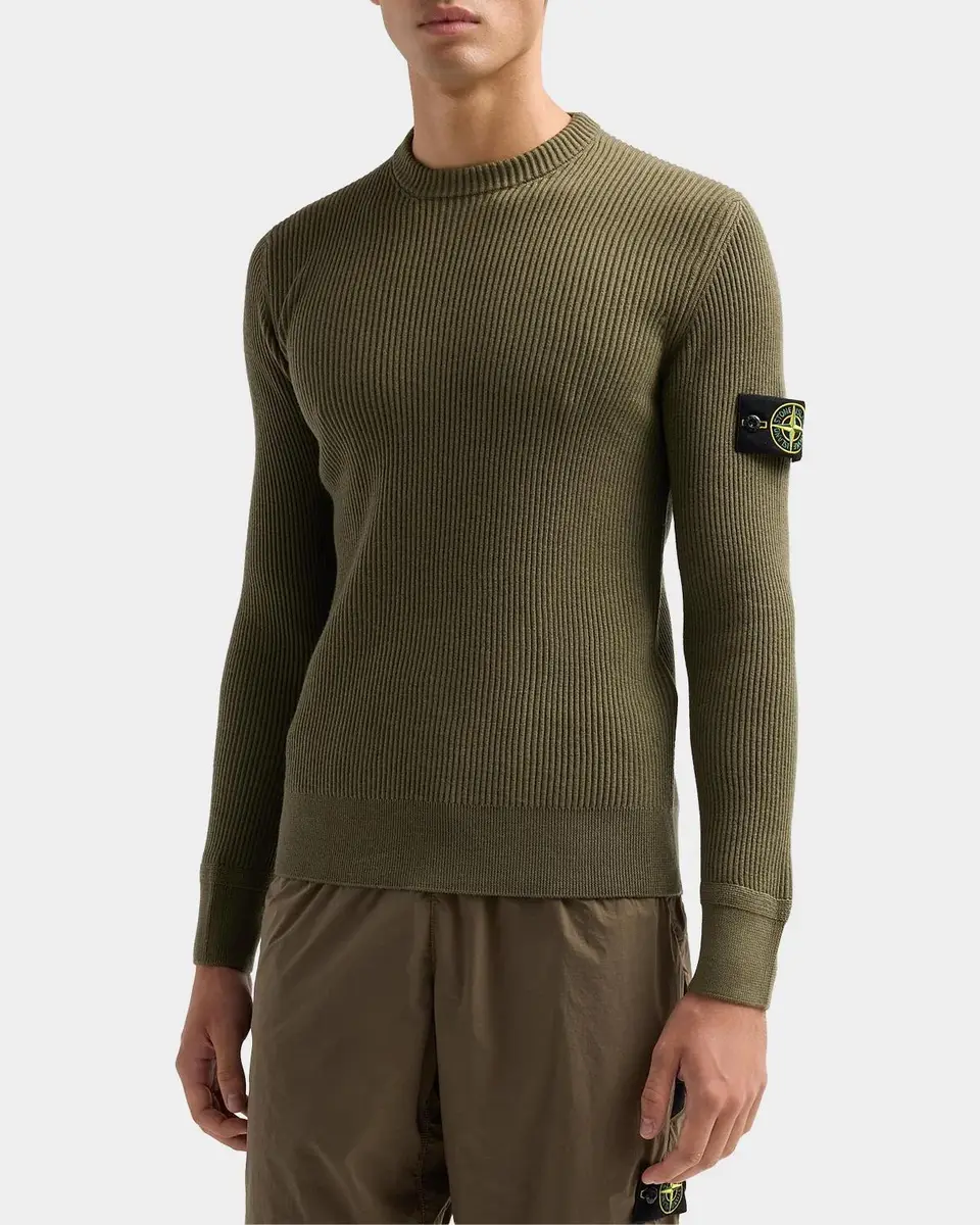 Stone Island Men's Wool Rib-Knit Crewneck Sweater | Thumbnail 4 Stone Island Men's Wool Rib-Knit Crewneck Sweater | Thumbnail 4