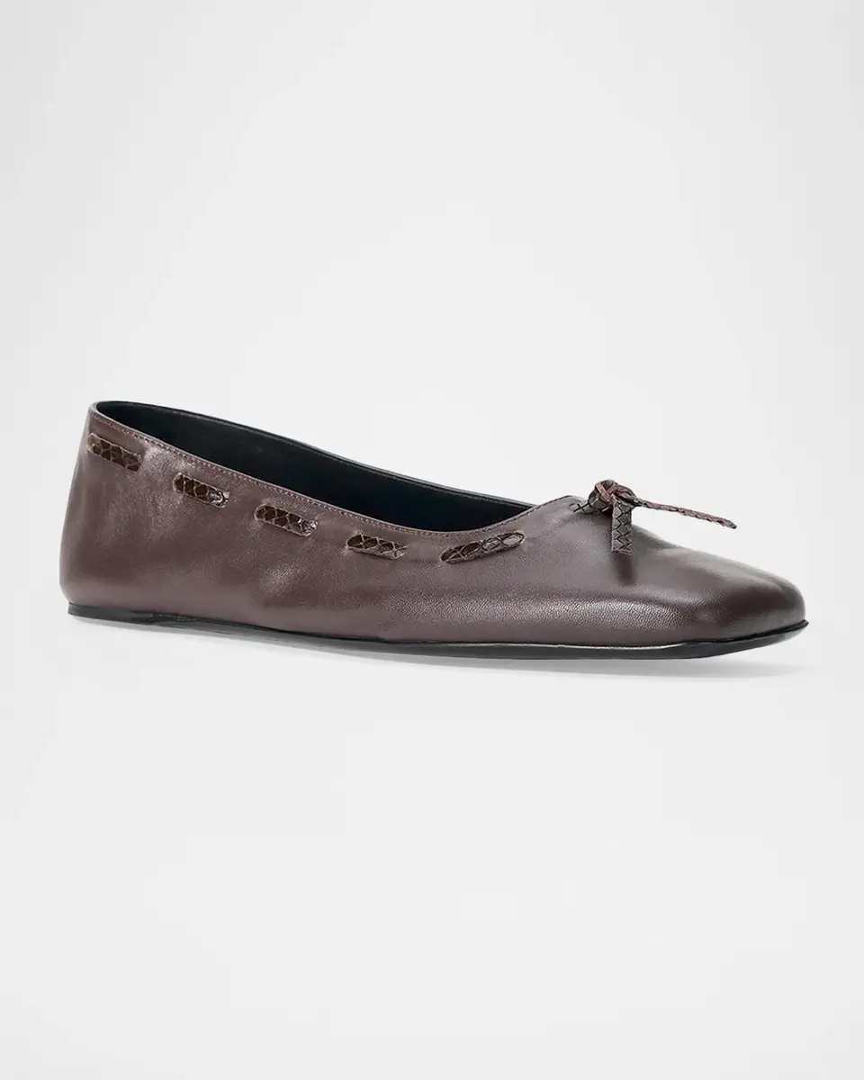 Staud Milo Laced Leather Ballerina Flats | Thumbnail 4 Staud Milo Laced Leather Ballerina Flats | Thumbnail 4