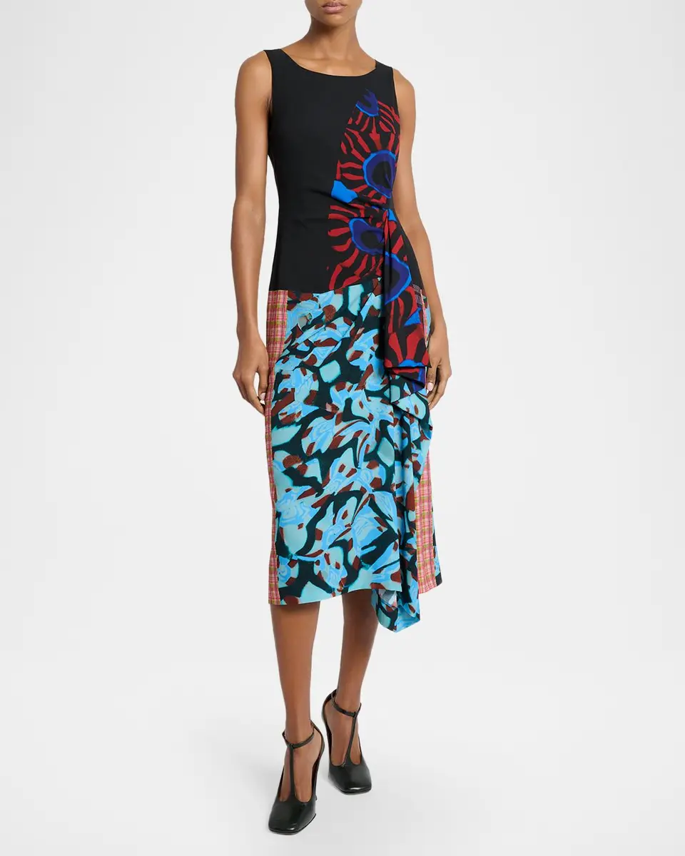 Dries Van Noten Dropps Patchwork Ruffle Sleeveless Midi Dress | Thumbnail 2 Dries Van Noten Dropps Patchwork Ruffle Sleeveless Midi Dress | Thumbnail 2