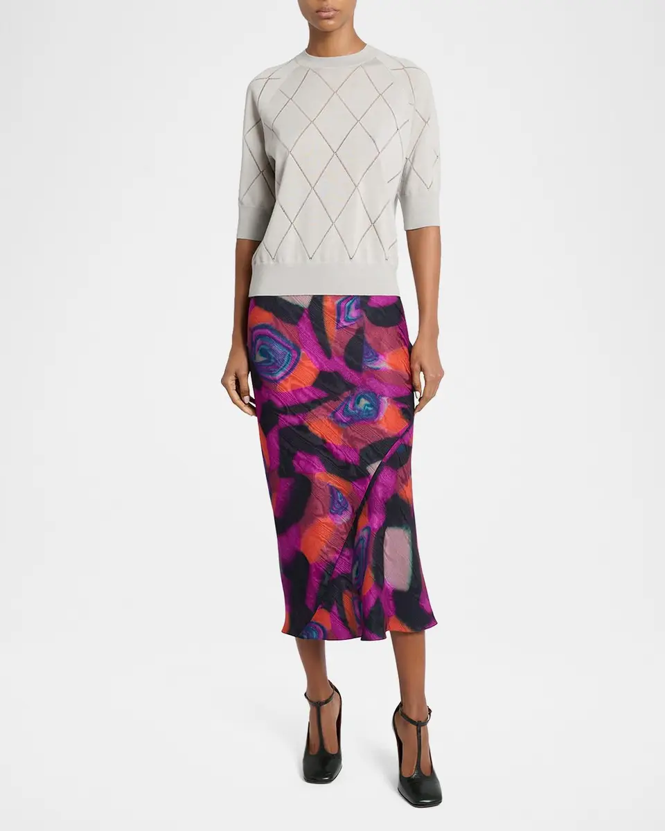 Dries Van Noten Diamond Knit Elbow-Sleeve Crewneck Sweater | Thumbnail 2