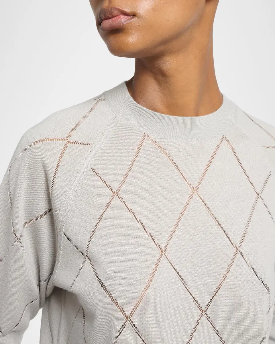 Dries Van Noten Diamond Knit Elbow-Sleeve Crewneck Sweater | Thumbnail 5