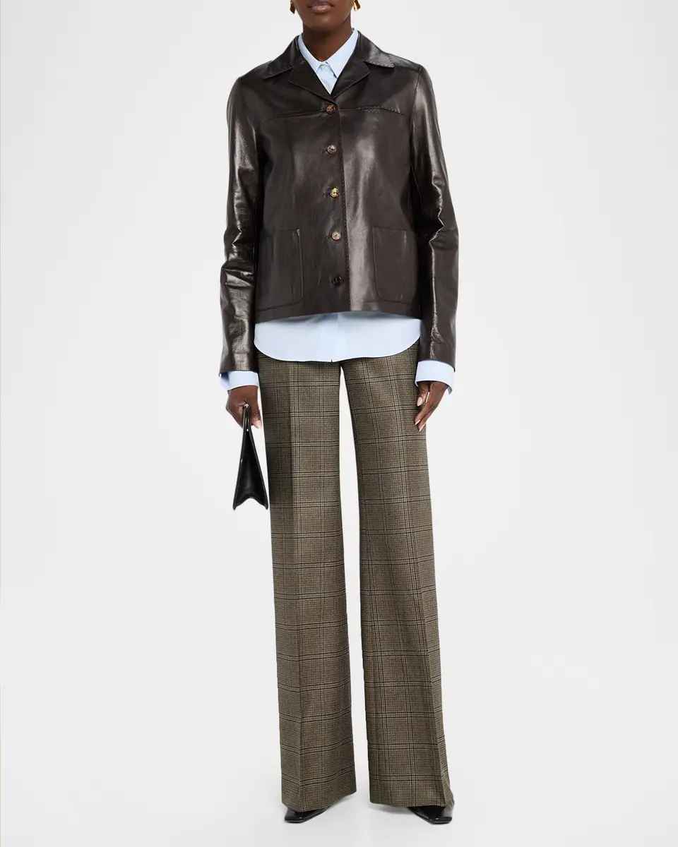 Lafayette 148 New York Button-Down Nappa Leather Jacket | Thumbnail 2