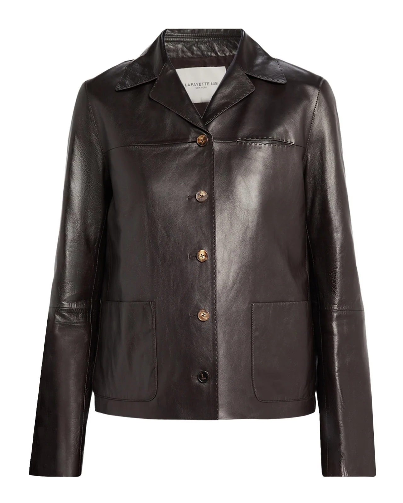 Lafayette 148 New York Button-Down Nappa Leather Jacket