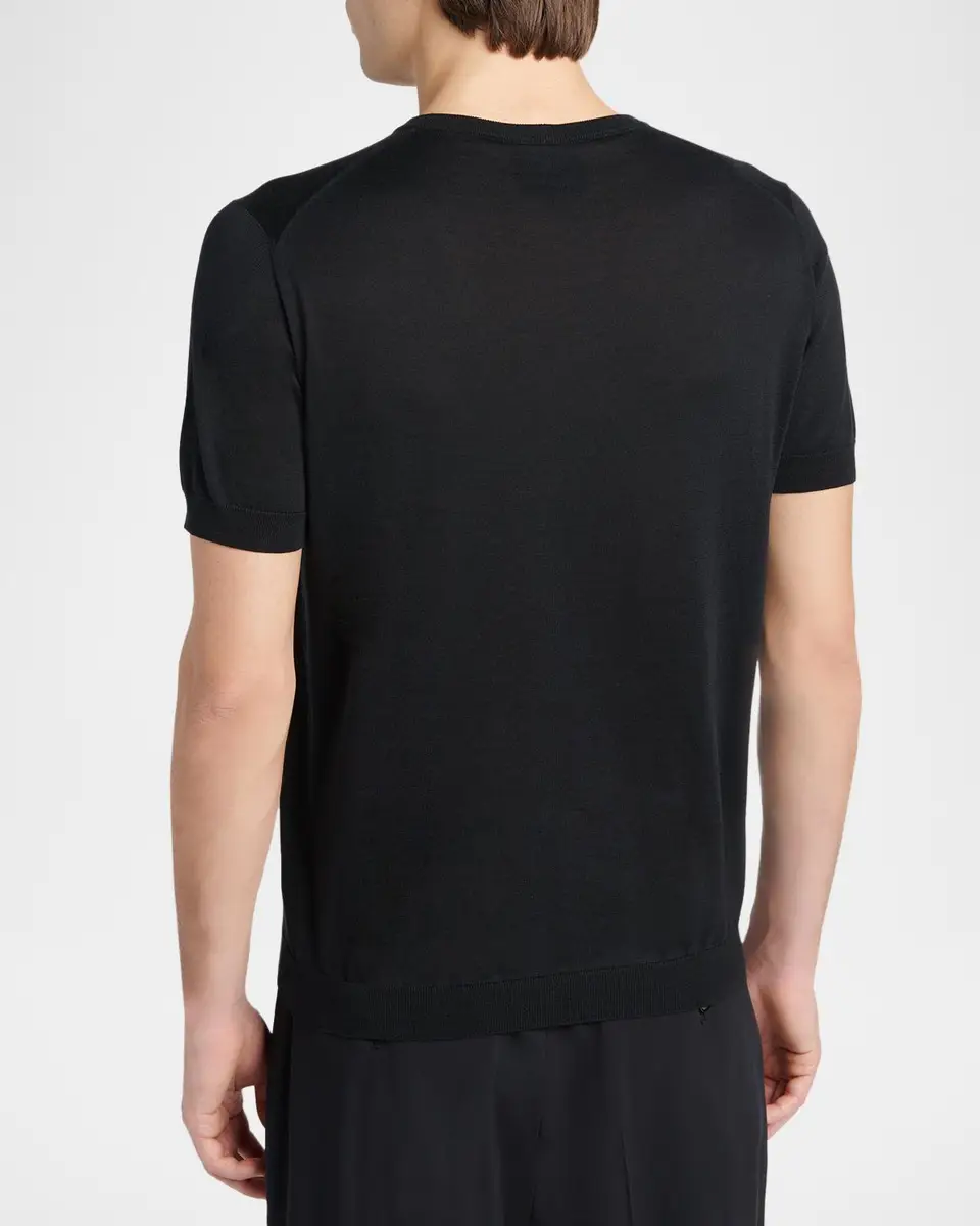 Giorgio Armani Men's Silk-Cotton Crewneck T-Shirt | Thumbnail 2 Giorgio Armani Men's Silk-Cotton Crewneck T-Shirt | Thumbnail 2