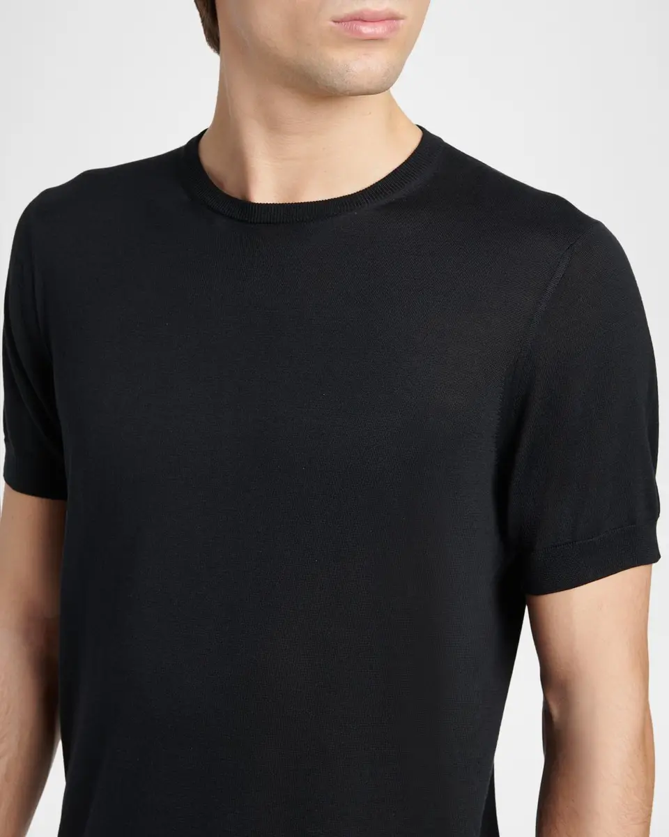 Giorgio Armani Men's Silk-Cotton Crewneck T-Shirt | Thumbnail 4 Giorgio Armani Men's Silk-Cotton Crewneck T-Shirt | Thumbnail 4