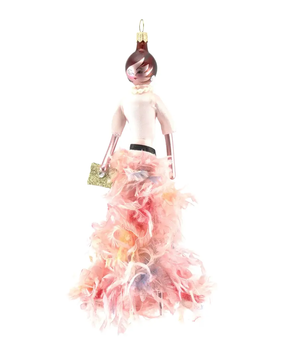 De Carlini Fashionista in Feather Skirt Christmas Ornament | Thumbnail 2