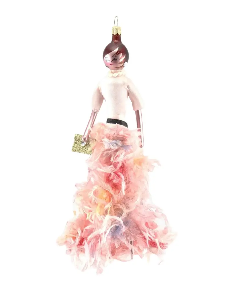Fashionista in Feather Skirt Christmas Ornament
