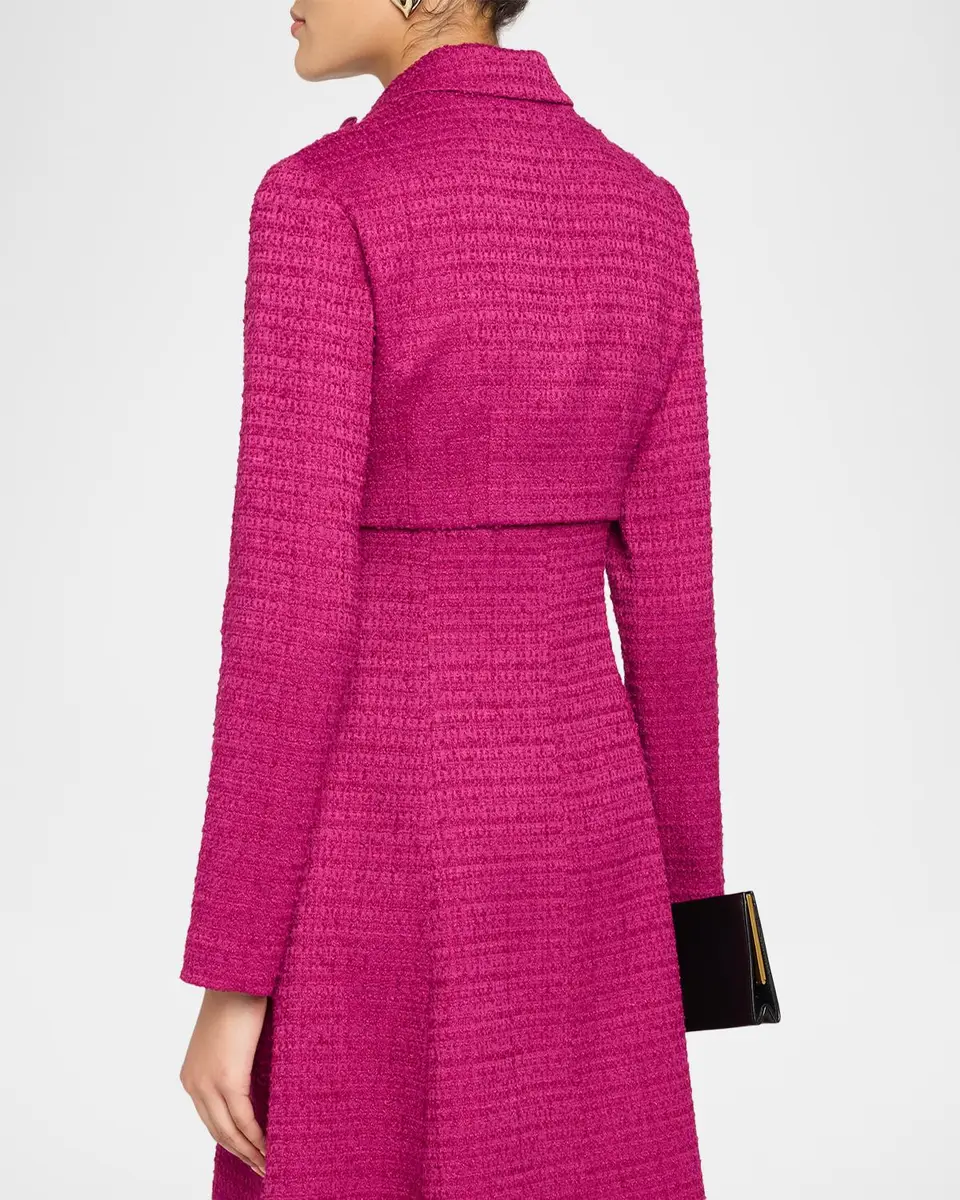 Rickie Freeman for Teri Jon 3D Flower Appliqué Bouclé Cropped Jacket | Thumbnail 3