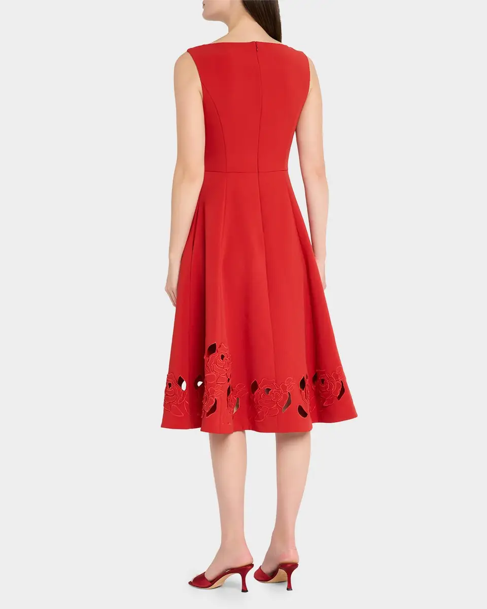 THEIA Christabel Embroidered Cutout Midi Dress | Thumbnail 3