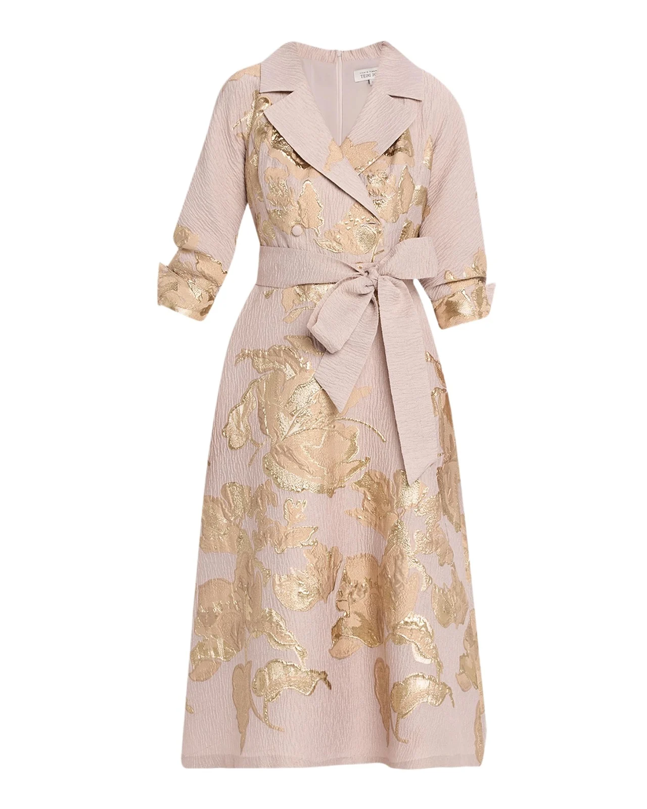 Crinkled Metallic Jacquard Midi Shirtdress Crinkled Metallic Jacquard Midi Shirtdress