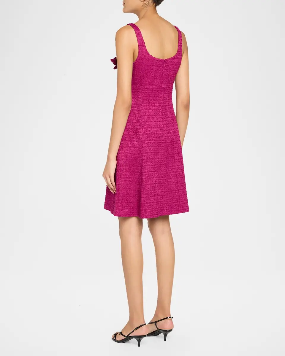 Rickie Freeman for Teri Jon 3D Flower Appliqué Bouclé Tweed A-Line Mini Dress | Thumbnail 3 Rickie Freeman for Teri Jon 3D Flower Appliqué Bouclé Tweed A-Line Mini Dress | Thumbnail 3